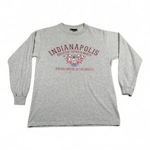 Vintage Indianapolis 500 Shirt Adult MEDIUM Gray Motor Speedway Race Indy Y2K
